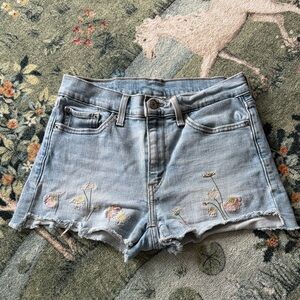 Levi's Light Blue Jean Shorts with Floral Embroidery